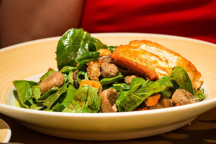 Salmon over Wilted Spinach